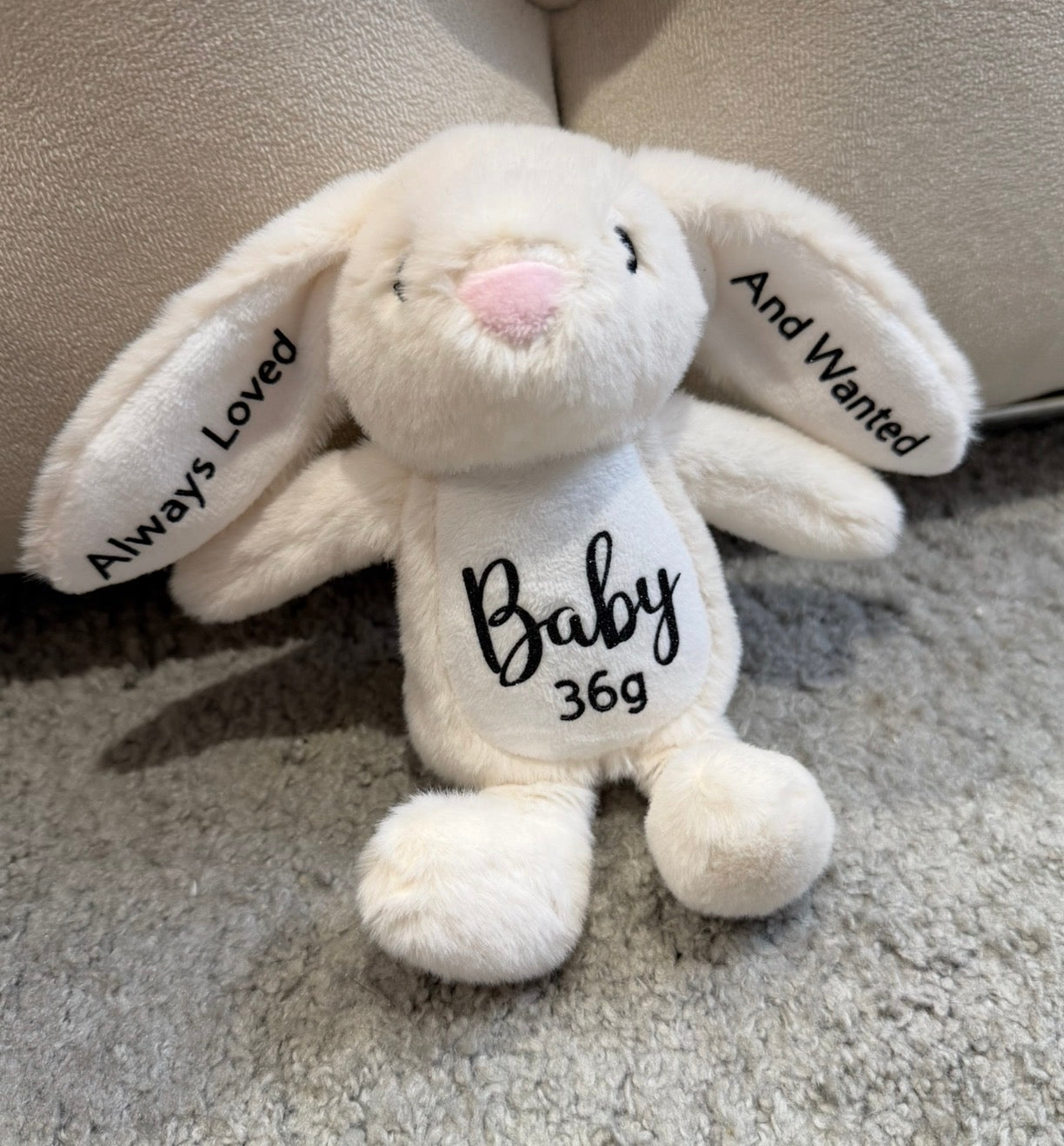 Tiny Cream Bunny Birth Miscarriage Weight Keepsake | MargotLoves